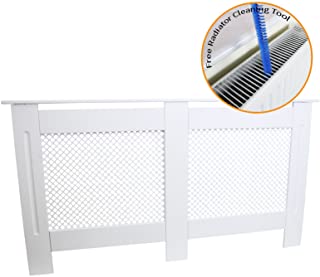 Cubierta para radiador de Madera MDF Pintada en Color Blanco con Rejilla de calefaccion Moderna para Muebles de hogar (1515 mm)