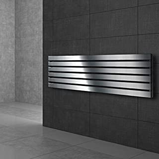 ECD Germany Radiador toallero para bano - 370 x 1400 mm - Cromado - Plano - Diseno vertical - Toallero de agua - Radiador de diseno - Calentador de bano - Calefaccion de pared - No electrico
