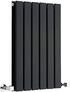 Hudson Reed Radiador de Diseno Moderno Horizontal Delta - Radiador con Acabado Negro - Paneles Planos - 635 x 420mm - 573W - Calefaccion