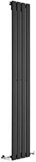 Hudson Reed Radiador de Diseno Moderno Vertical Delta - Radiador con Acabado Negro - Paneles Planos - 1600 x 280mm - 586W - Calefaccion