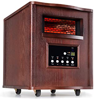 Klarstein Heatbox Calefactor infrarrojo - Aparato portatil- Calefaccion con ruedecillas- 4 fuentes de calor- 1500 W- De 5 a 30 °C- AntiDryAir Heat- Mando a distancia- Nogal oscuro