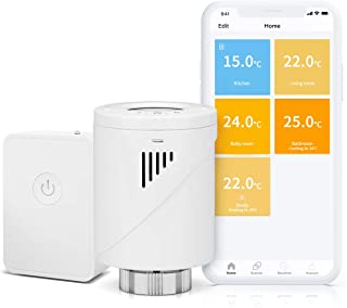 meross Smart-Termostato para radiador con Pantalla LCD- programable Inteligente- para Habitaciones Individuales- Compatible con Alexa- Google Assistant e IFTTT- Hub Incluido MTS100H- Blanco
