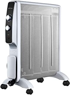 PURLINE MR2000W Calefactor Radiador Electrico Bajo consumo con Panel de Mica hasta 2000 W Color Blanco con Ruedas y Termostato