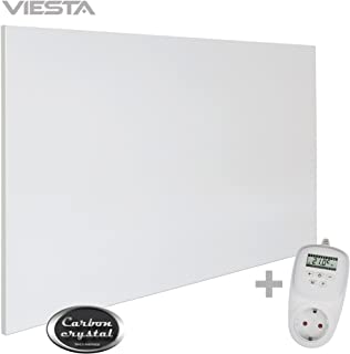 VIESTA H900 Panel Radiador de Infrarrojos Carbon Crystal (ultima tecnologia) Calefaccion ultradelgado Blanco de 900W Termostato TH12